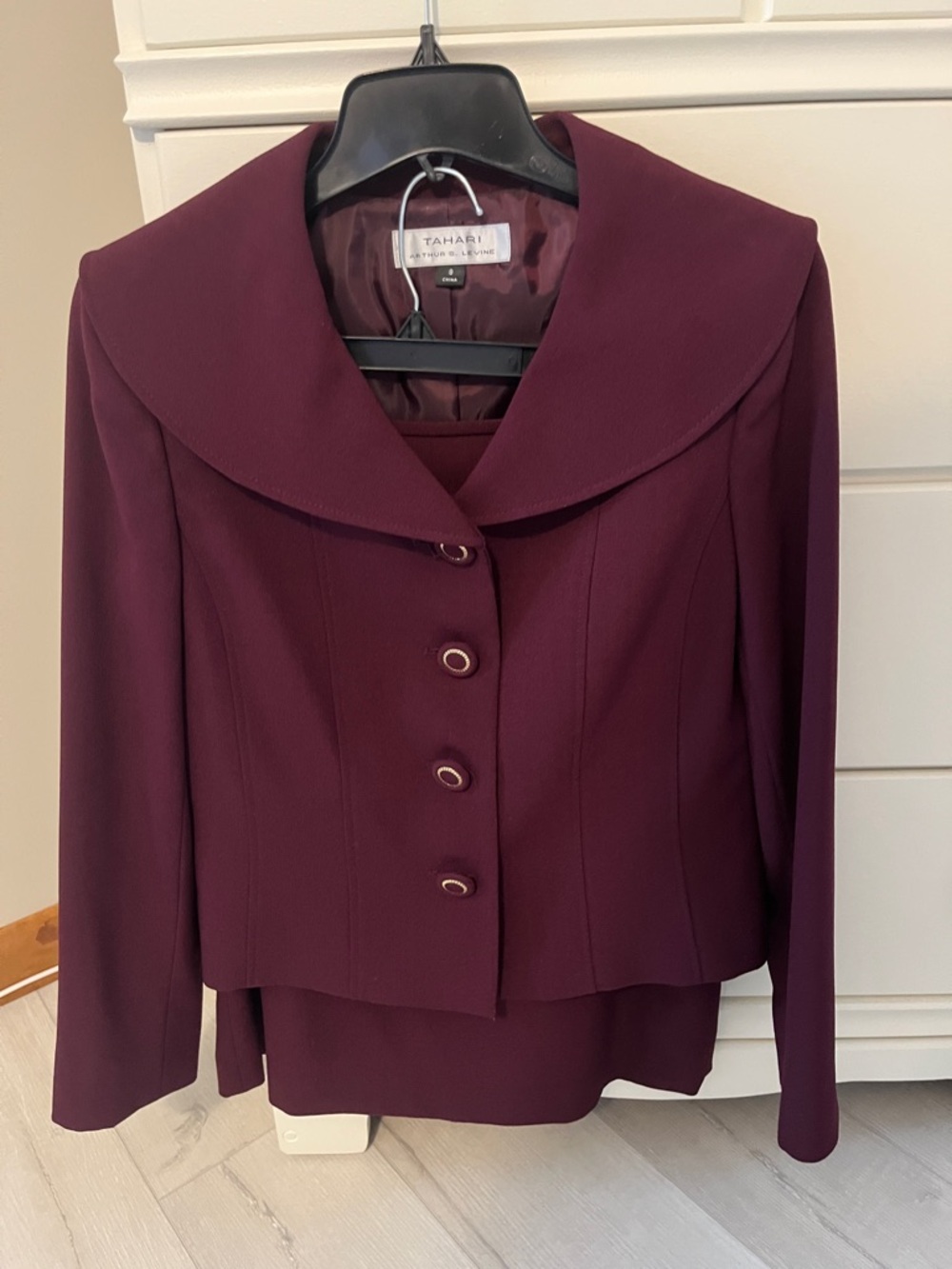 Tahari Woman Wine Button-Front Blazer